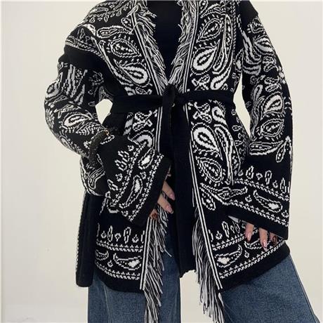 Cardigan/kimono con cintura e frange ALADIN